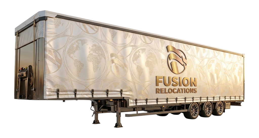 Fusion Relocations branded freight trailer