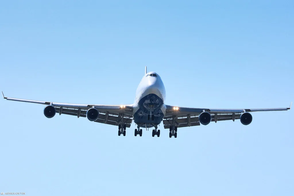 Boeing 747 freighter on final approach