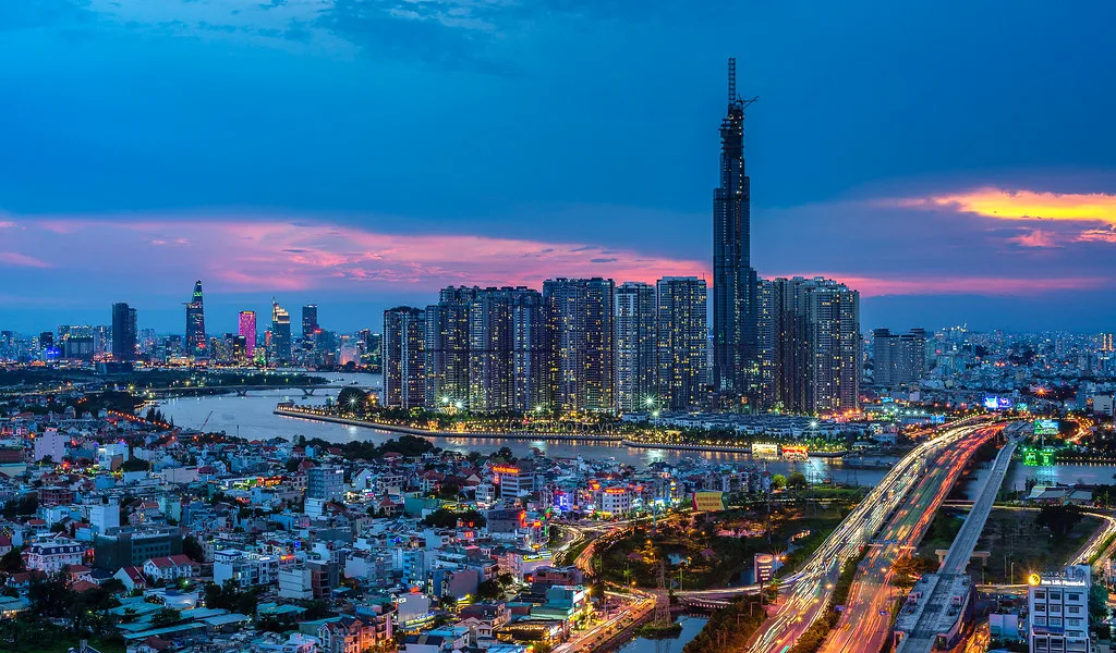 Ho Chi Minh City skyline with Landmark 81 at dusk