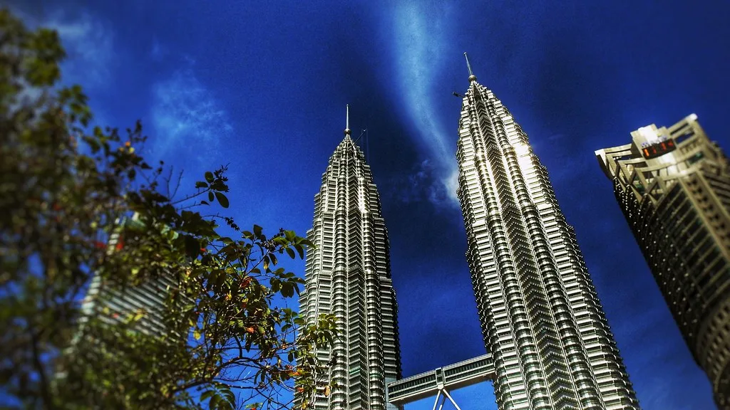 Petronas Towers lit at night, Kuala Lumpur