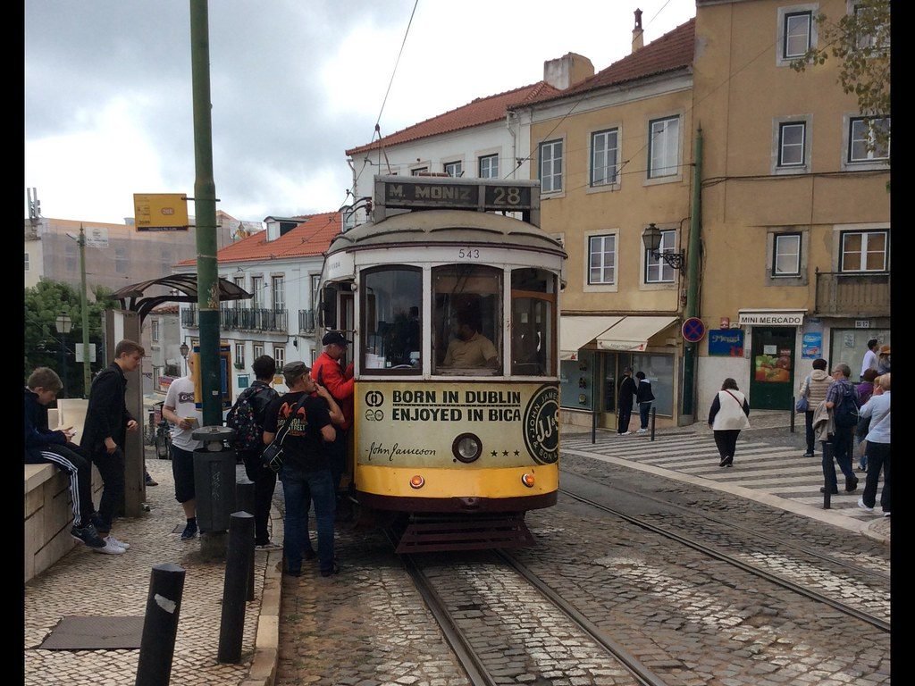 Classic tram in a Lisbon street